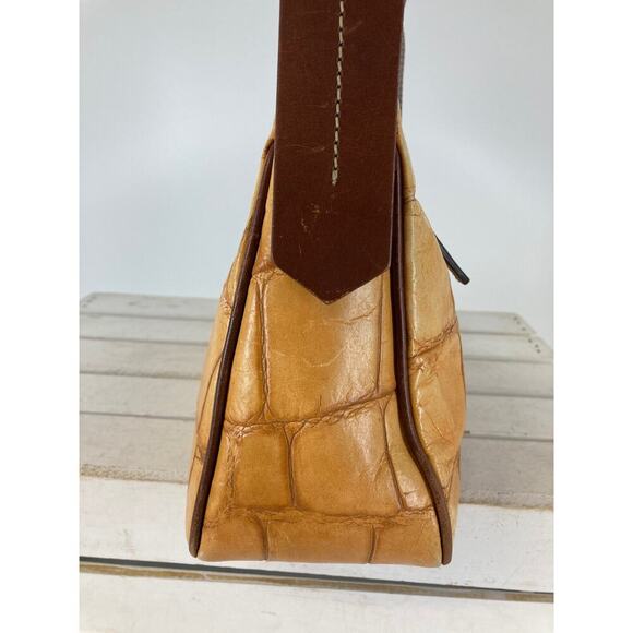 DOONEY & BOURKE, TAN EMBOSSED ANIMAL PRINT MEDIUM SHOULDER BAG - Picture 4 of 15